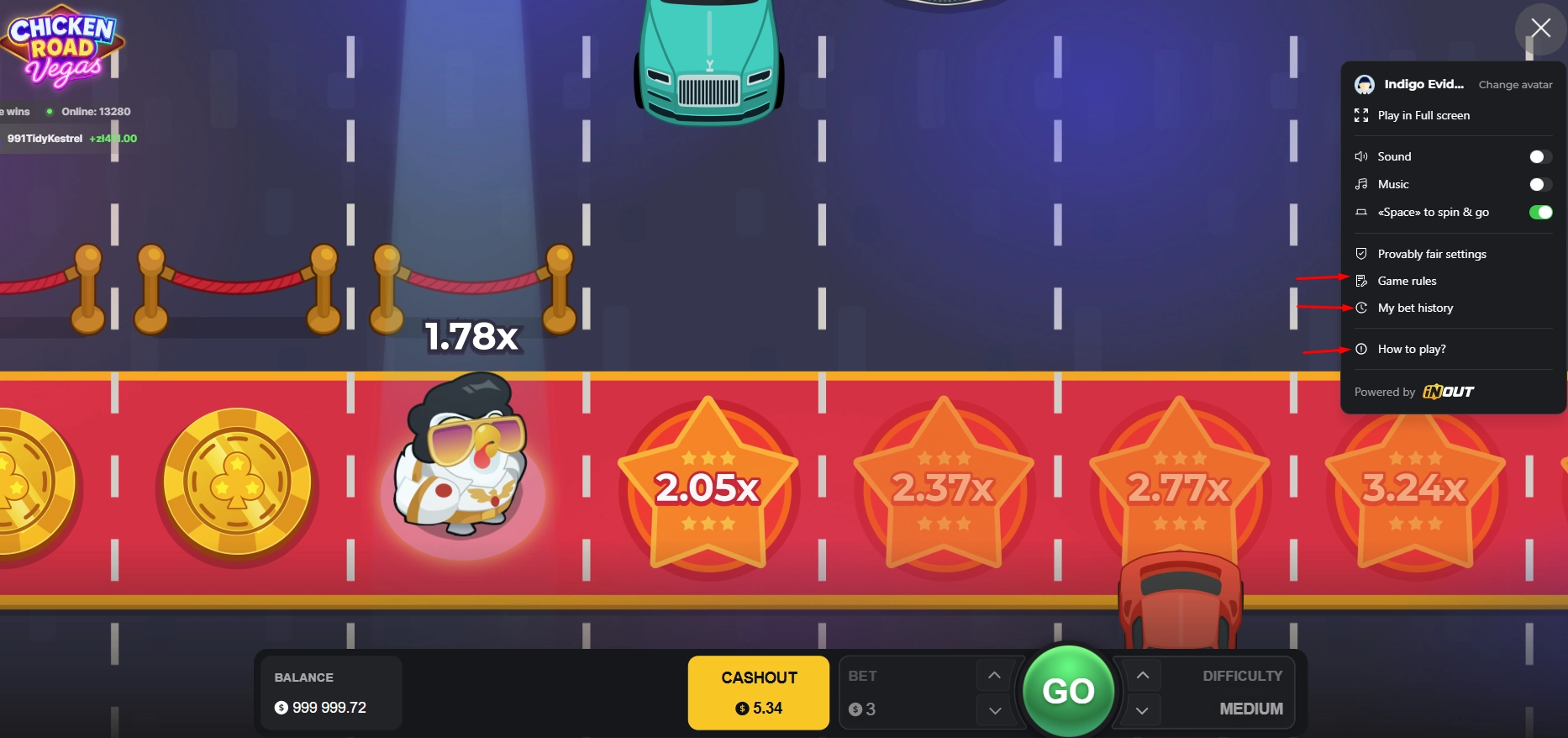 Infographic detailing the simple rules to guide the chicken in Vegas