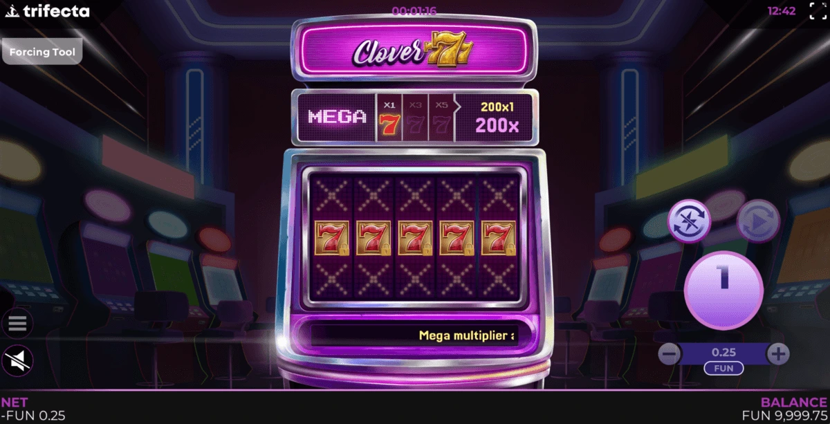 Fonctionnalité Hold & Re-Spin Multiplier activée sur la machine Clover 777.