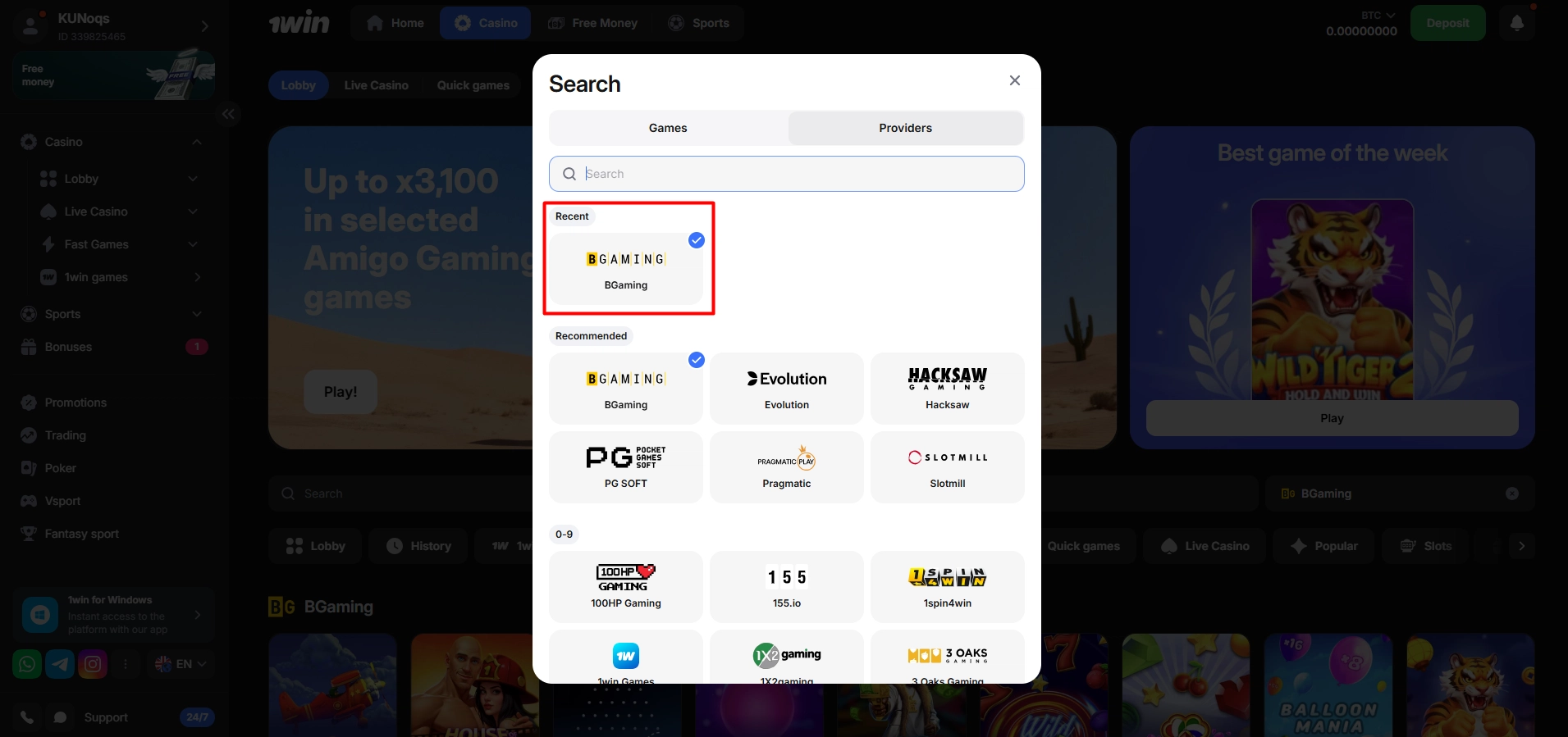 Locating the BGaming Plinko 2 game through 1Win search results bar instantly