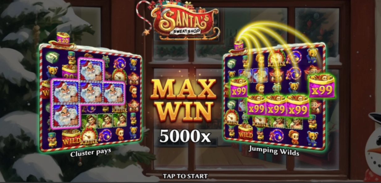 Celebratory screen displaying the massive five thousand times max win potential achieved